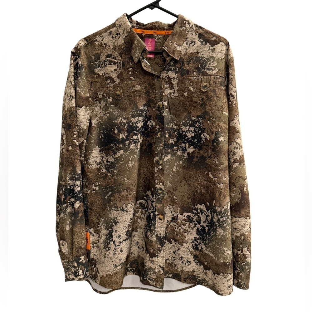 SHE OUTDOOR Button Down Camo Shirt Size XL